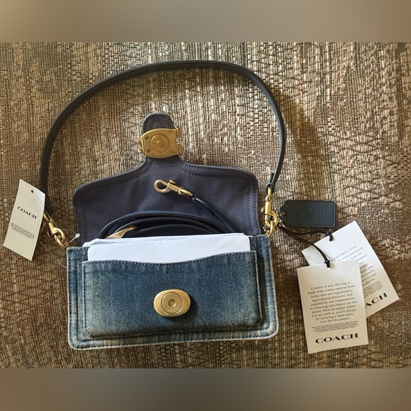 Coach Blue DenimTabby Shoulder Crossbody Bag CCX33 20 Calf Leather Brass NEW - Picture 7 of 12